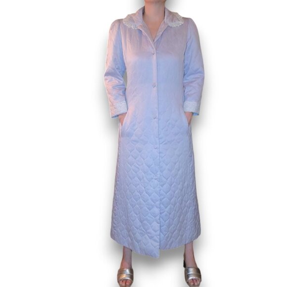 Vintage Christian Dior Quilted Dressing Gown Robe Granny Coat